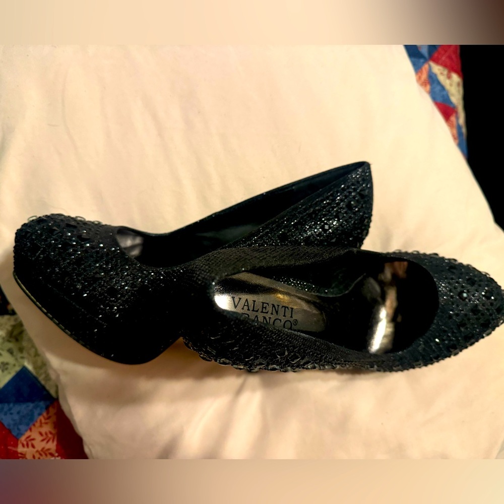 Valentini size 9 black sparkle heels